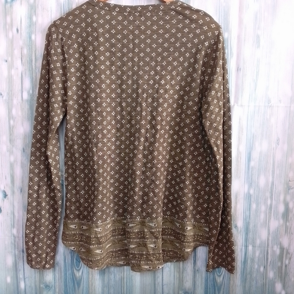 Lucky brand Paisley Print Henley brown Small/P - Picture 2 of 7